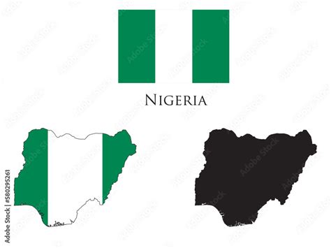 nigeria Flag and map illustration vector Stock Vector | Adobe Stock