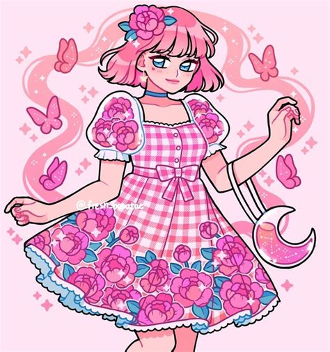 Peony Dress An Art Print By Fresh Bobatae INPRNT Cute Drawings