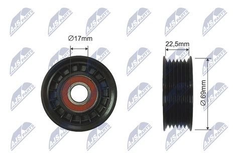 Tensioner Pulley V Ribbed Belt Rnk Mz Nty L B L