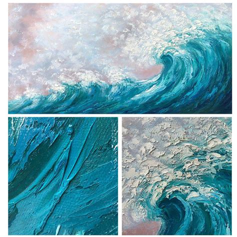 Ocean Waves Seascape Palette Knife Oil Painting Hobbies Toys