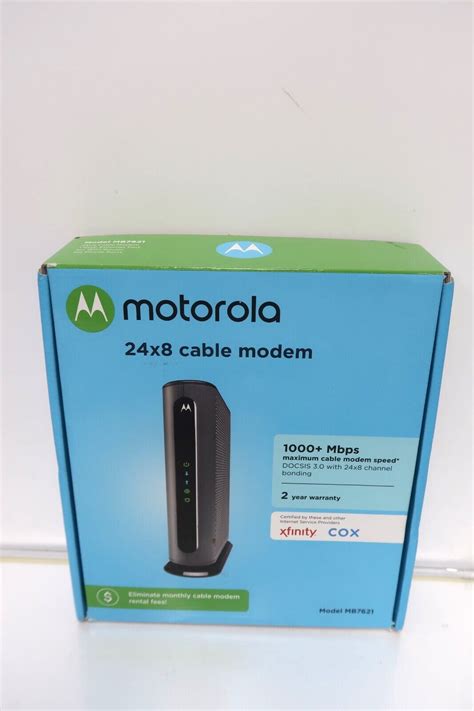 Motorola 24x8 Cable Modem Mb7621 10 1000 Mbps New Open Box 855631006347 Ebay