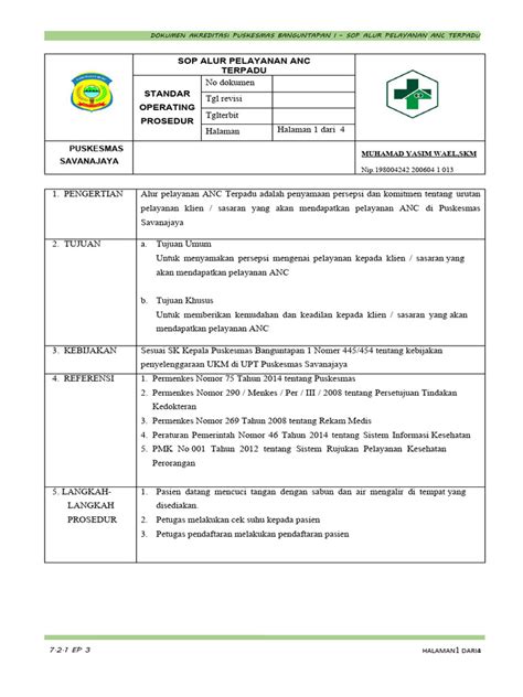 Sop Anc Terpadu Docxrefisi Pdf