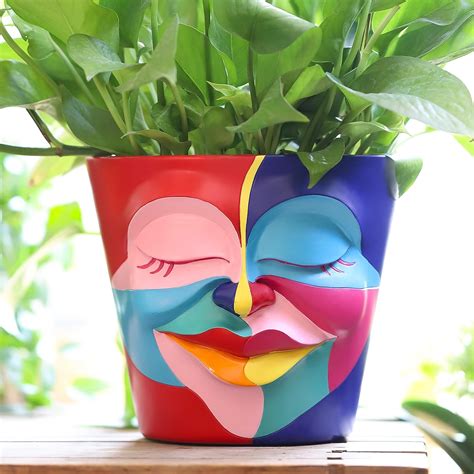 Amazon Gugugo Inch Abstract Rainbow Head Planter Unique Face