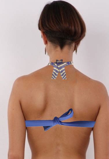 Beautiful Blue White Striped Removable Cups Halter Bikini Top