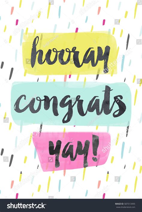 Ilustrasi Stok Cute Congratulations Card Hooray Congrats Yay 587513495