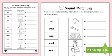 Ai Sound Matching Activity Sheet Teacher Made