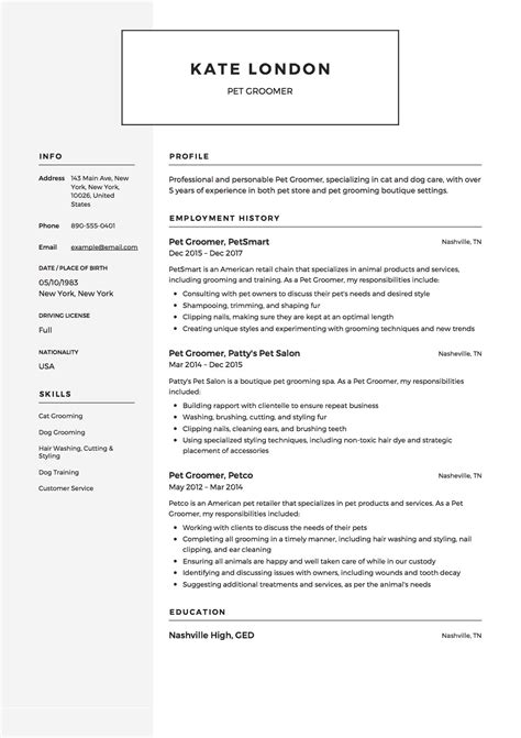 Guide Pet Groomer Resume Example 12 Samples Pdf 2019