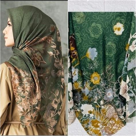 Jual Hijab Jilbab Kerudung Segi Empat Scarf Motif Voal Premium Abu