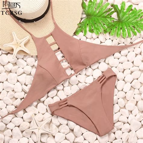 TCBSG 2018 Sexy High Neck Bikini Swimwear Women Swimsuit Female Cut