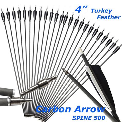 12pcs Carbon Arrows Spine 500 Compound Bow Recurve Bow Shooting ...