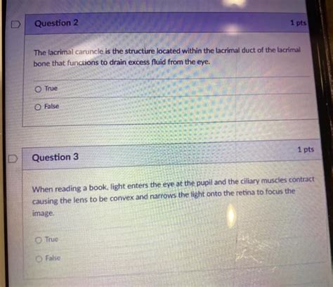 Solved Question 2 1 pts The lacrimal caruncle is the | Chegg.com