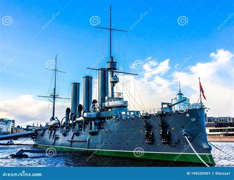 The Legendary Revolutionary Ship Museum Cruiser Aurora At Neva River