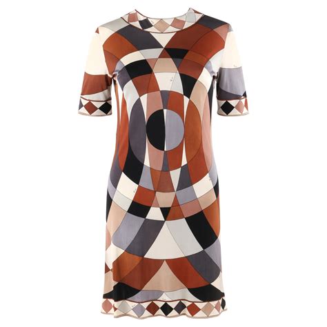 EMILIO PUCCI C 1960s Multi Color Op Art Signature Print Silk Jersey