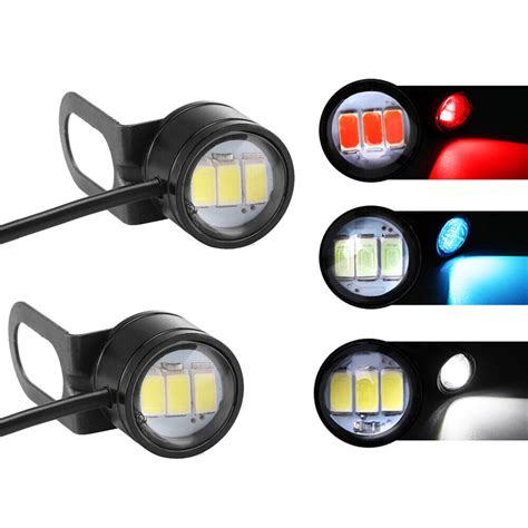 2Pcs Motorcycle Eagle Eye LED Lights Hawkeye Reverse Signal Backup Fog