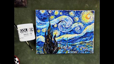 Step By Step Van Gogh S Starry Night Using Impasto Acrylic Mediums Tutorial Youtube