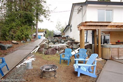 Lakefront Summer Patio And Fire Pit Makeover Reveal Before And After The Happy Housie