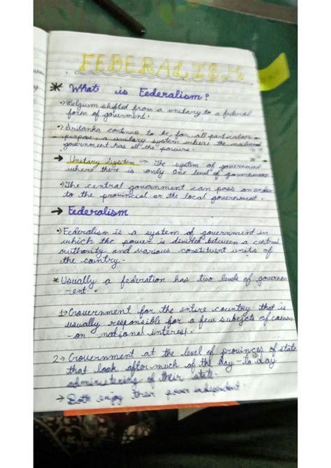 Solution Federalism Class Hand Written Notes Studypool