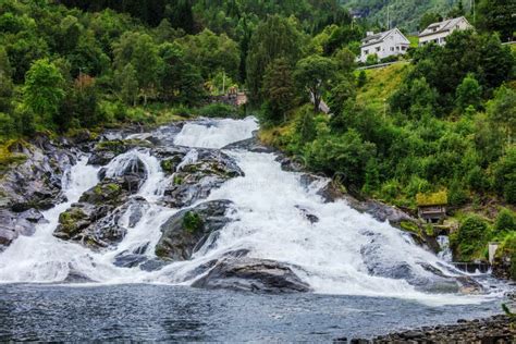 Norway - Waterfall In Hellesylt -View Stock Image - Image of lake ...