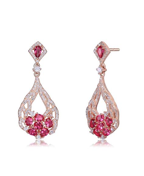 Genevive 18k Rose Gold Plated Clear And Red Cubic Zirconia Open