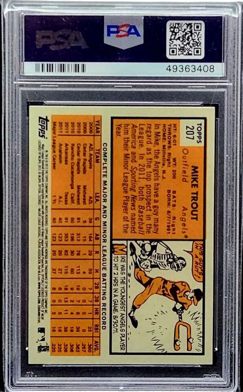 2012 Topps Heritage Mike Trout 207 PSA 9 MINT Angels EBay