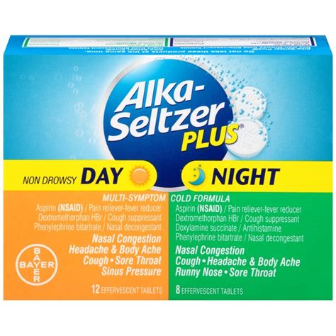 Alka-Seltzer Plus Day/Night Cold Formula Effervescent Tablets Multi-Symptom Relief from Smart ...