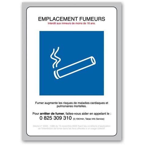 Signalisation Emplacement Fumeur Autocollant Vinyl Waterproof L 148