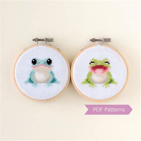 Frogs Cross Stitch Pattern PDF Bundle Blue Green Frog Etsy