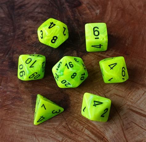 Chessex Vortex Bright Greenblack Polyset Dungeons And Dice