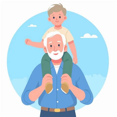 Vector Of Grandfather With His Grandson Premium Ai Generated Vector