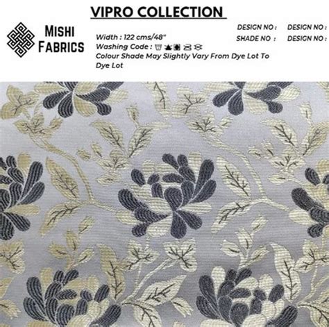 Flower And Leaf Grey Vipro Collection Jacquard Curtain Fabric Gsm