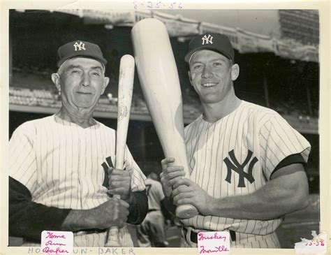 Lot Detail Mickey Mantle Vintage Wire Photo With Home Run Baker