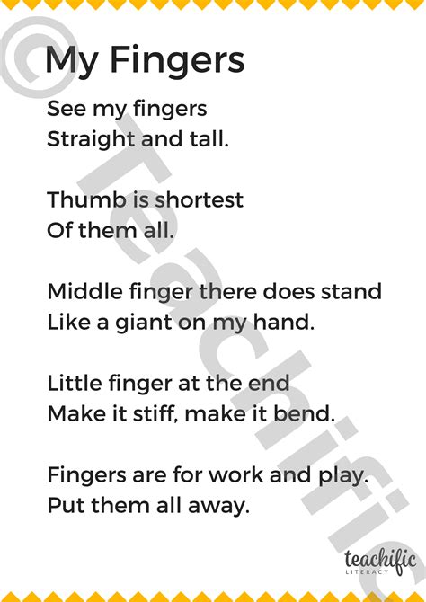 Poems K 2 My Fingers Teachific