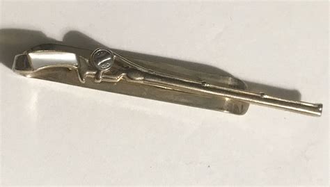 Rifle Gun Vintage Tie Bar Clip Mother Of Pearl Stock  Gem