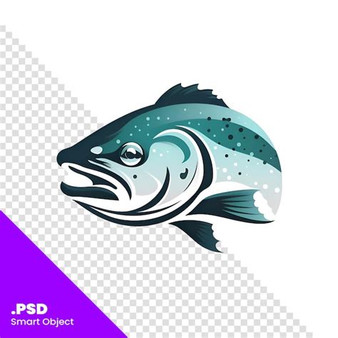 Ilustração do vetor de peixe salmão isolado em fundo branco modelo psd