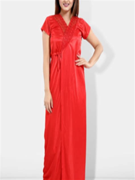 Buy Be You Pack Of Satin Maxi Wrap Nightdress With Lingerie Set Nightdress For Women