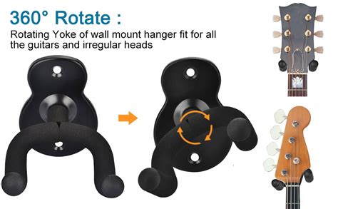 Gluriz Piezas Soporte De Pared Para Guitarra Con Tornillos Soporte