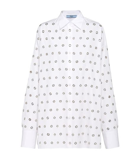 Womens Prada White Embellished Oversized Shirt Harrods Uk