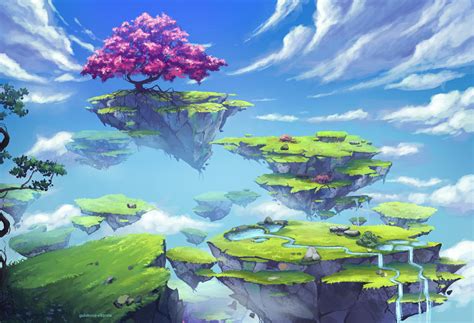 Fantasy Floating Islands Hd Wallpaper By Gulakova Viktoria