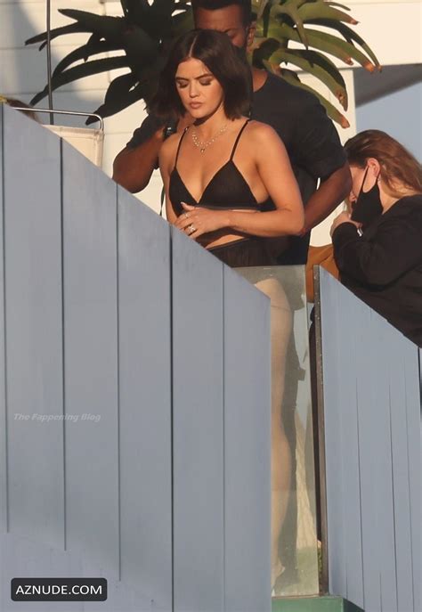Lucy Hale Sexy Poses In Black Lingerie On A Beachfront Balcony In Malibu Aznude