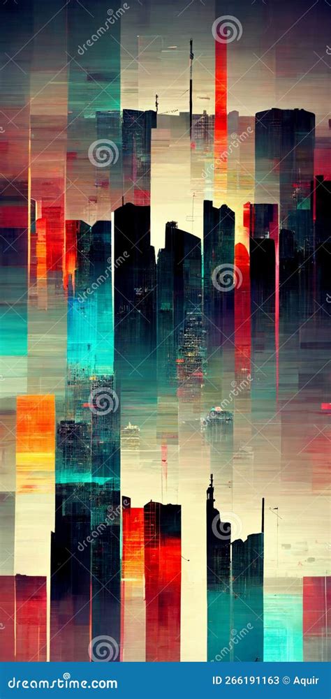 Cityscape Abstract Modern Cityscape Background Ai Generated Glitch