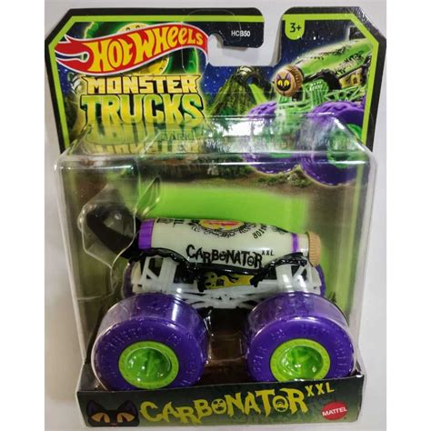 Hot Wheels Monster Trucks Glow In The Dark Brilha No Escuro Carbonator Xxl Mattel