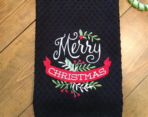 Christmas Kitchen Towel Embroidered merry Christmas Christmas Dish ...