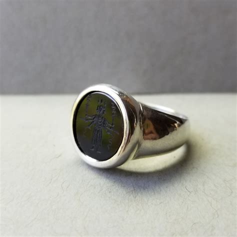 Hecate Signet Ring Solid Cast 14mm Engraved Gem Made To Etsy