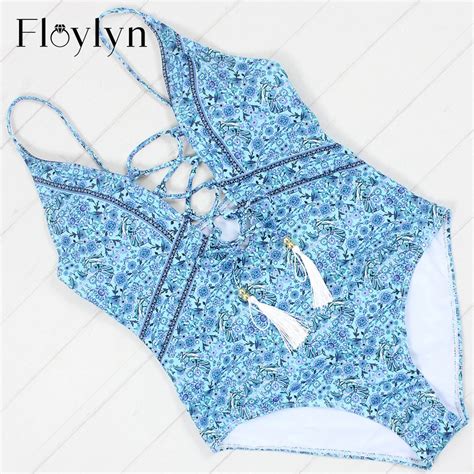 Buy Floylyn 2018 Sexy Deep Plunge Floral Lace Up