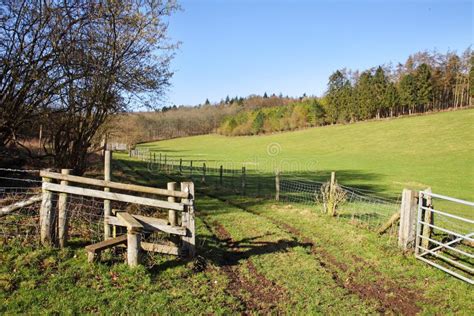 English Rural Landscape with Stile by a Farm Track Stock Image - Image of fence, field: 18269951