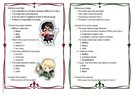 Wizard's duel. Harry Potter vs Drac…: English ESL worksheets pdf & doc