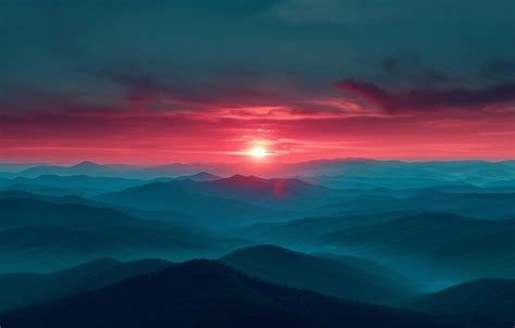 Premium Photo | Sunrise with mountains at sunrise