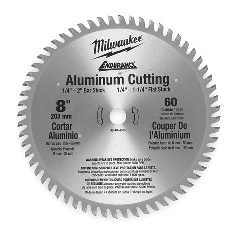 MILWAUKEE Circular Saw Blade, Aluminum, Brass, Copper, Non-Ferrous ...