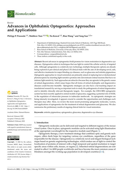 (PDF) Advances in Ophthalmic Optogenetics: Approaches and Applications