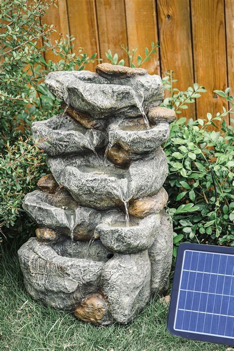 Garden Decor | Waterfall Solar Powered Outdoor Fountain | Living and Home